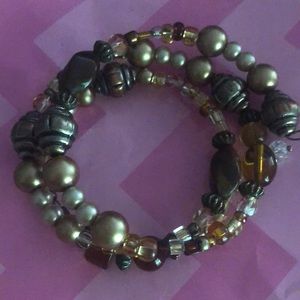 Handmade boho style champagne beads wrap bracelet